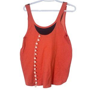 AMBRYN Orange Fraise Organic Cotton Pom Pom Tank Top Size 2 Small